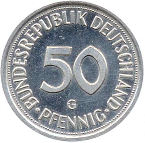 50 Pfennig Obverse Image minted in GERMANY in 1994G (1949-01 - Federal Republic)  - The Coin Database