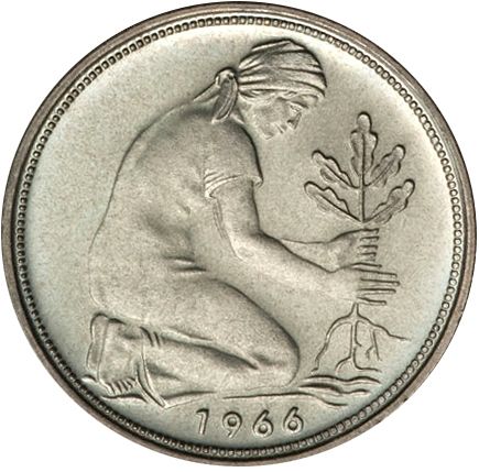 50 Pfennig Reverse Image minted in GERMANY in 1966G (1949-01 - Federal Republic)  - The Coin Database