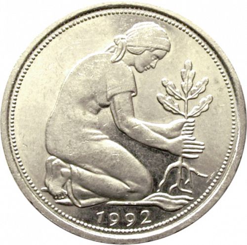 50 Pfennig Reverse Image minted in GERMANY in 1992D (1949-01 - Federal Republic)  - The Coin Database