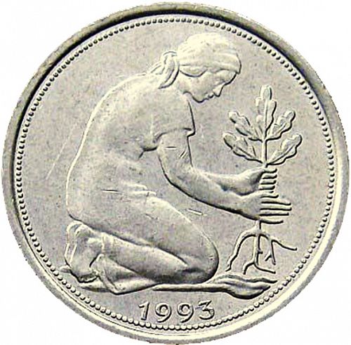 50 Pfennig Reverse Image minted in GERMANY in 1993J (1949-01 - Federal Republic)  - The Coin Database
