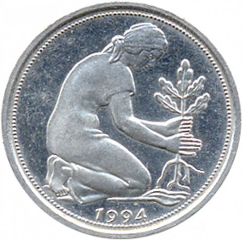 50 Pfennig Reverse Image minted in GERMANY in 1994G (1949-01 - Federal Republic)  - The Coin Database