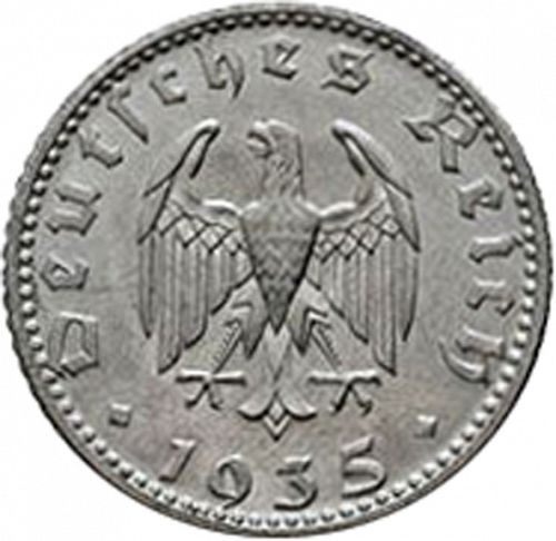 50 Reichspfenning Obverse Image minted in GERMANY in 1935D (1933-45 - Thrid Reich)  - The Coin Database