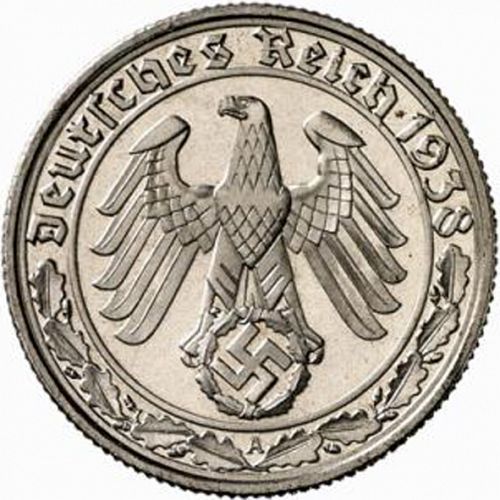 50 Reichspfenning Obverse Image minted in GERMANY in 1938A (1933-45 - Thrid Reich)  - The Coin Database