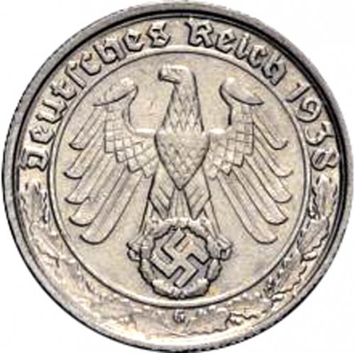 50 Reichspfenning Obverse Image minted in GERMANY in 1938G (1933-45 - Thrid Reich)  - The Coin Database