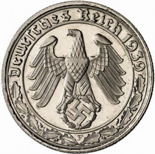 50 Reichspfenning Obverse Image minted in GERMANY in 1939F (1933-45 - Thrid Reich)  - The Coin Database