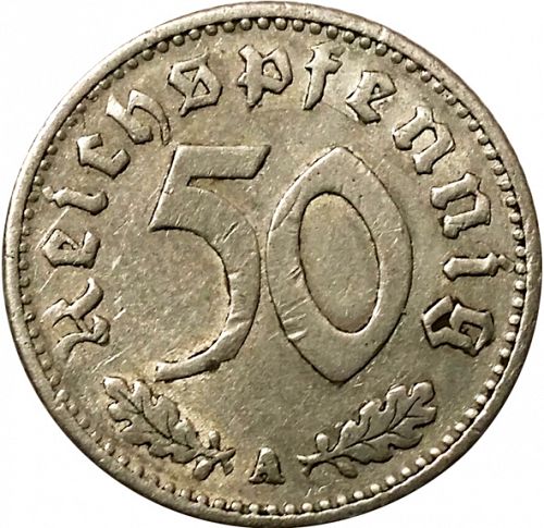 50 Reichspfenning Reverse Image minted in GERMANY in 1935A (1933-45 - Thrid Reich)  - The Coin Database