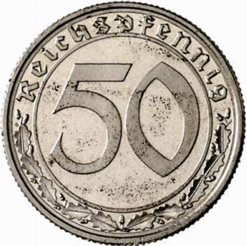50 Reichspfenning Reverse Image minted in GERMANY in 1938A (1933-45 - Thrid Reich)  - The Coin Database