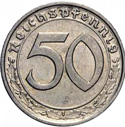 50 Reichspfenning Reverse Image minted in GERMANY in 1938G (1933-45 - Thrid Reich)  - The Coin Database