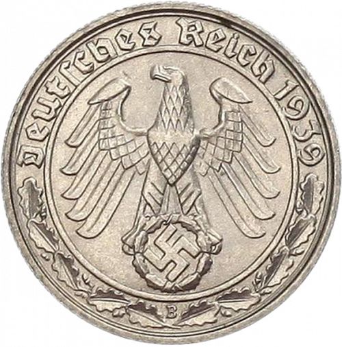 50 Reichspfenning Reverse Image minted in GERMANY in 1939B (1933-45 - Thrid Reich)  - The Coin Database