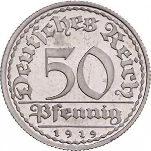 50 Pfenning Obverse Image minted in GERMANY in 1919A (1922-23 - Weimar Republic - Mark  Coinage)  - The Coin Database
