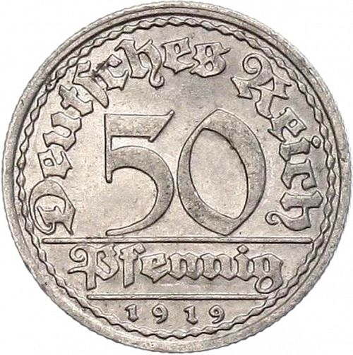 50 Pfenning Obverse Image minted in GERMANY in 1919F (1922-23 - Weimar Republic - Mark  Coinage)  - The Coin Database