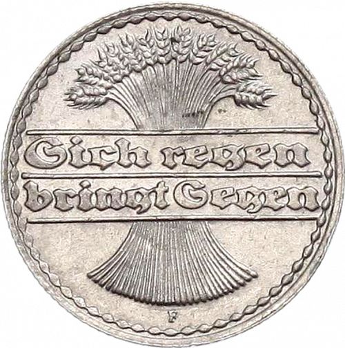 50 Pfenning Reverse Image minted in GERMANY in 1919F (1922-23 - Weimar Republic - Mark  Coinage)  - The Coin Database