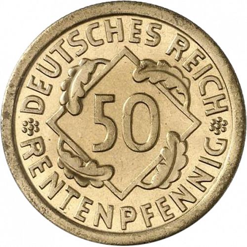 50 Pfenning Obverse Image minted in GERMANY in 1923J (1923-29 - Weimar Republic - Rentenmark)  - The Coin Database