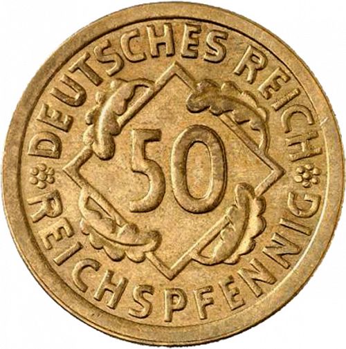 50 Pfenning Obverse Image minted in GERMANY in 1925E (1924-38 - Weimar Republic - Reichsmark)  - The Coin Database