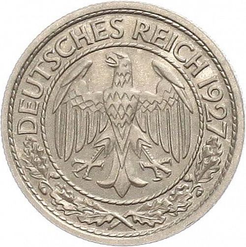 50 Pfenning Obverse Image minted in GERMANY in 1927A (1924-38 - Weimar Republic - Reichsmark)  - The Coin Database