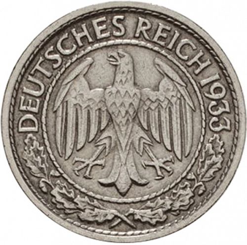 50 Pfenning Obverse Image minted in GERMANY in 1933J (1924-38 - Weimar Republic - Reichsmark)  - The Coin Database