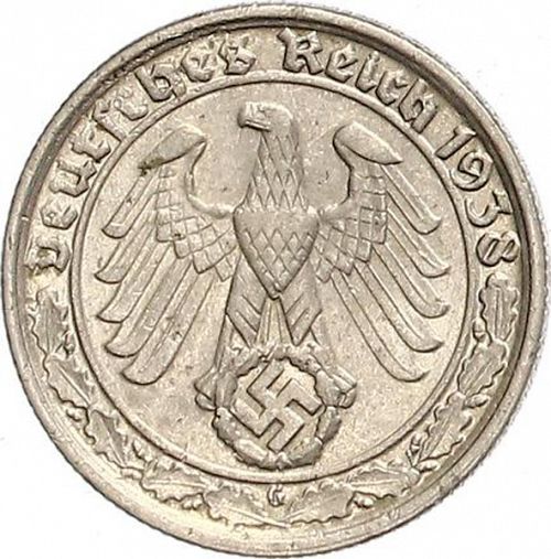 50 Pfenning Obverse Image minted in GERMANY in 1938G (1924-38 - Weimar Republic - Reichsmark)  - The Coin Database