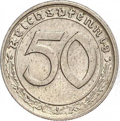 50 Pfenning Reverse Image minted in GERMANY in 1938G (1924-38 - Weimar Republic - Reichsmark)  - The Coin Database