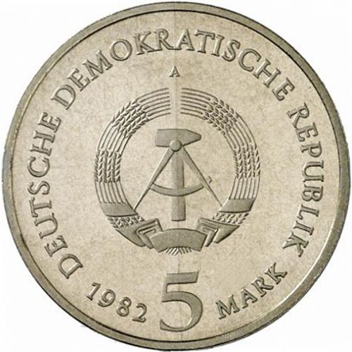 5 Mark Obverse Image minted in GERMANY in 1982A (1949-90 - Democratic Republic)  - The Coin Database