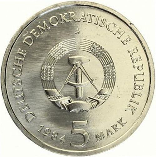 5 Mark Obverse Image minted in GERMANY in 1984A (1949-90 - Democratic Republic)  - The Coin Database