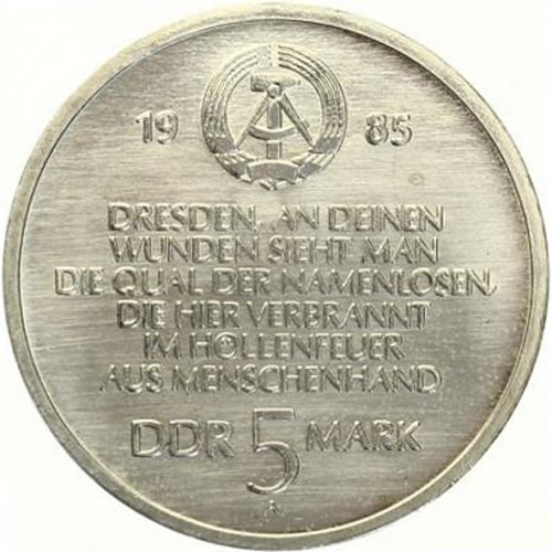 5 Mark Obverse Image minted in GERMANY in 1985A (1949-90 - Democratic Republic)  - The Coin Database