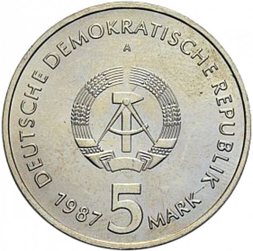 5 Mark Obverse Image minted in GERMANY in 1987A (1949-90 - Democratic Republic)  - The Coin Database