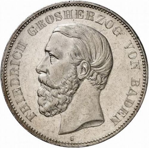 5 Mark Obverse Image minted in GERMANY in 1875G (1871-18 - Empire BADEN)  - The Coin Database
