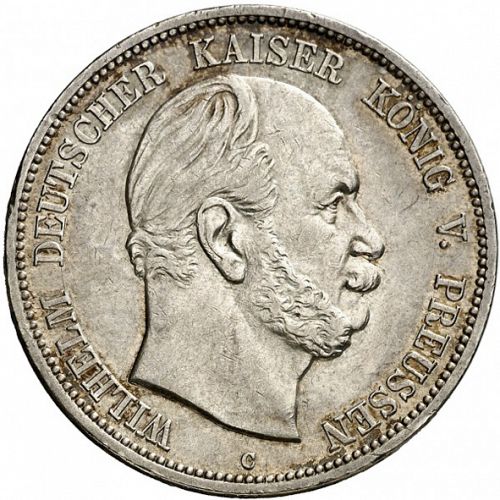 5 Mark Obverse Image minted in GERMANY in 1876C (1871-18 - Empire PRUSSIA)  - The Coin Database