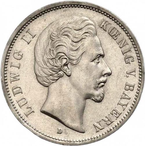 5 Mark Obverse Image minted in GERMANY in 1876D (1871-18 - Empire BAVARIA)  - The Coin Database