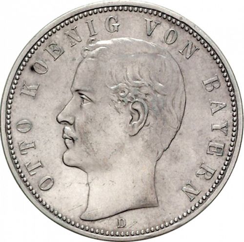5 Mark Obverse Image minted in GERMANY in 1888D (1871-18 - Empire BAVARIA)  - The Coin Database