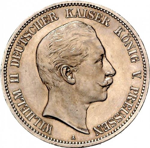 5 Mark Obverse Image minted in GERMANY in 1891A (1871-18 - Empire PRUSSIA)  - The Coin Database