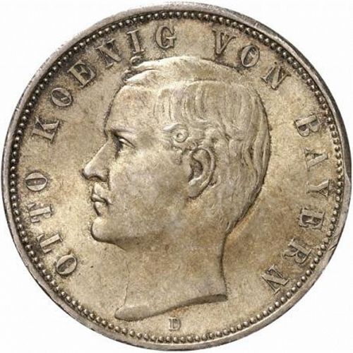 5 Mark Obverse Image minted in GERMANY in 1894D (1871-18 - Empire BAVARIA)  - The Coin Database