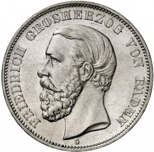 5 Mark Obverse Image minted in GERMANY in 1894G (1871-18 - Empire BADEN)  - The Coin Database