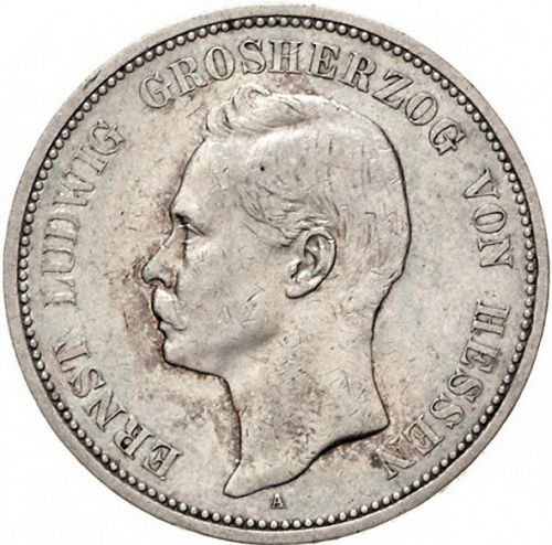 5 Mark Obverse Image minted in GERMANY in 1895A (1871-18 - Empire HESSE-DARMSTATDT)  - The Coin Database
