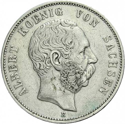 5 Mark Obverse Image minted in GERMANY in 1895E (1871-18 - Empire SAXONY-ALBERTINE)  - The Coin Database