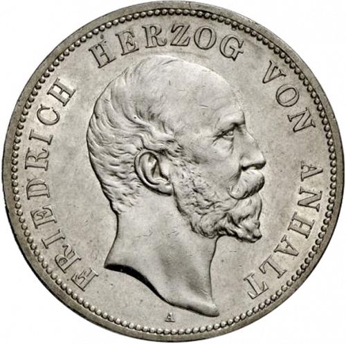 5 Mark Obverse Image minted in GERMANY in 1896A (1871-18 - Empire ANHALT-DESSAU)  - The Coin Database