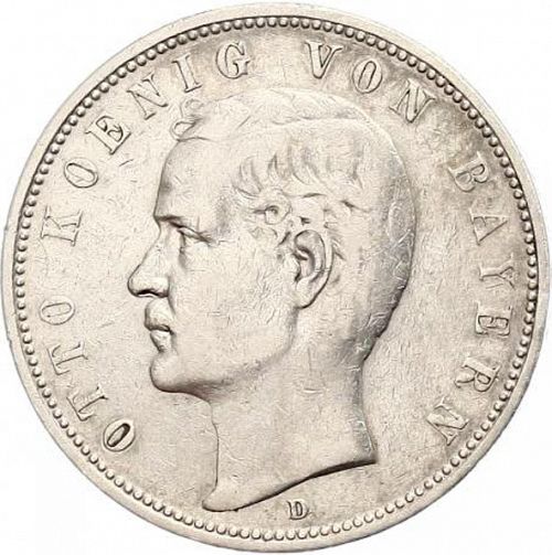 5 Mark Obverse Image minted in GERMANY in 1896D (1871-18 - Empire BAVARIA)  - The Coin Database
