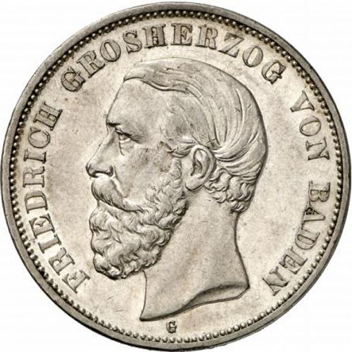 5 Mark Obverse Image minted in GERMANY in 1899G (1871-18 - Empire BADEN)  - The Coin Database