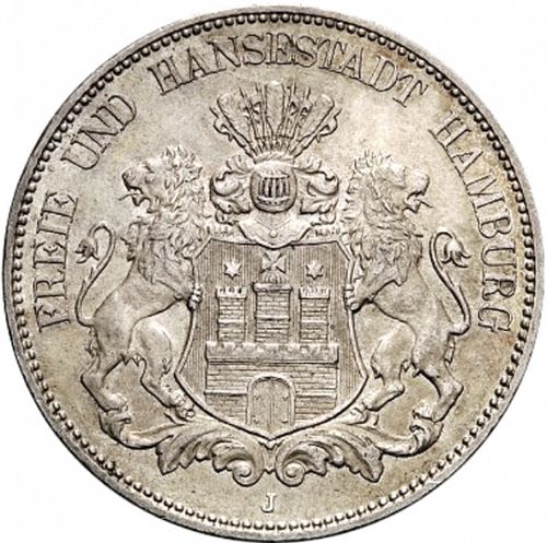 5 Mark Obverse Image minted in GERMANY in 1899J (1871-18 - Empire HAMBURG)  - The Coin Database