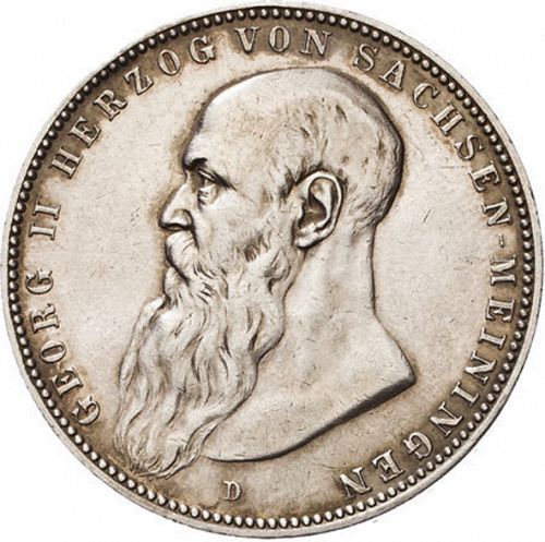 5 Mark Obverse Image minted in GERMANY in 1902D (1871-18 - Empire SAXE-MEININGEN)  - The Coin Database