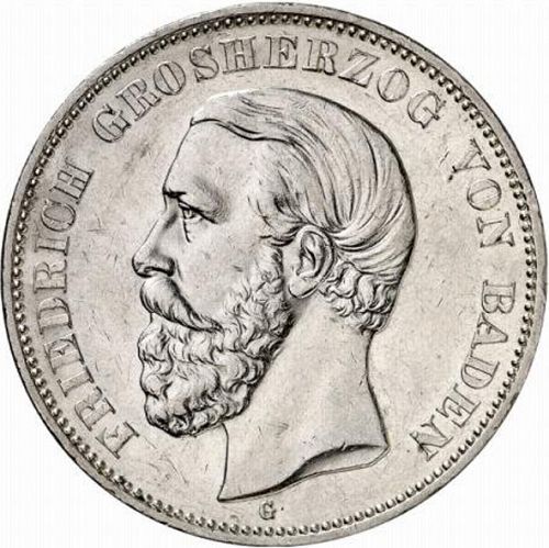 5 Mark Obverse Image minted in GERMANY in 1902G (1871-18 - Empire BADEN)  - The Coin Database