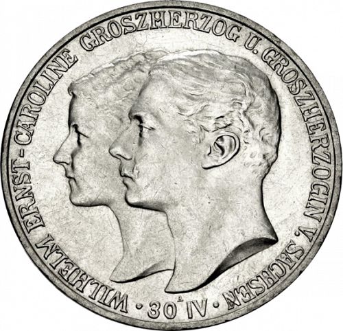 5 Mark Obverse Image minted in GERMANY in 1903A (1871-18 - Empire SAXE-WEIMAR-EISENACH)  - The Coin Database