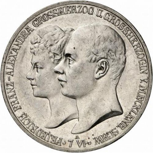 5 Mark Obverse Image minted in GERMANY in 1904A (1871-18 - Empire MECKLENBURG-SCHWERIN)  - The Coin Database
