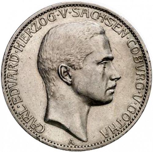 5 Mark Obverse Image minted in GERMANY in 1907A (1871-18 - Empire SAXE-COBURG-GOTHA)  - The Coin Database