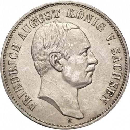 5 Mark Obverse Image minted in GERMANY in 1907E (1871-18 - Empire SAXONY-ALBERTINE)  - The Coin Database