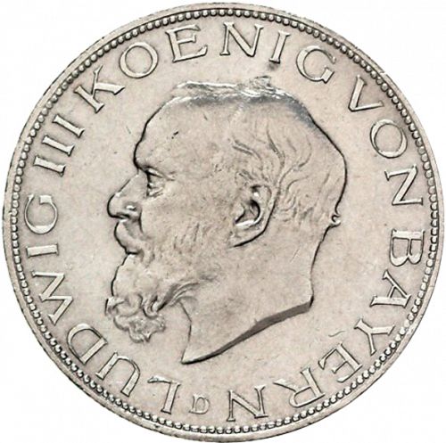 5 Mark Obverse Image minted in GERMANY in 1914D (1871-18 - Empire BAVARIA)  - The Coin Database