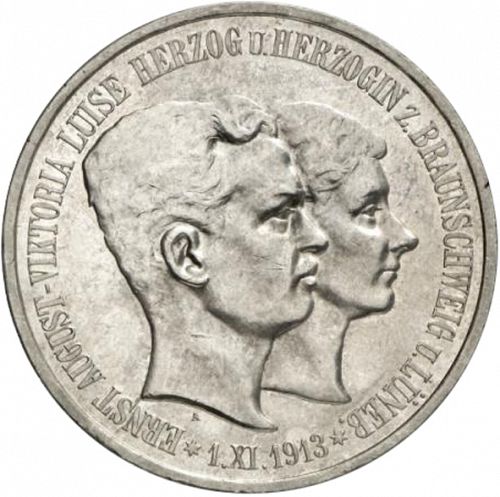 5 Mark Obverse Image minted in GERMANY in 1915A (1871-18 - Empire BRUNSWICK-WOLFENBUTTEL)  - The Coin Database