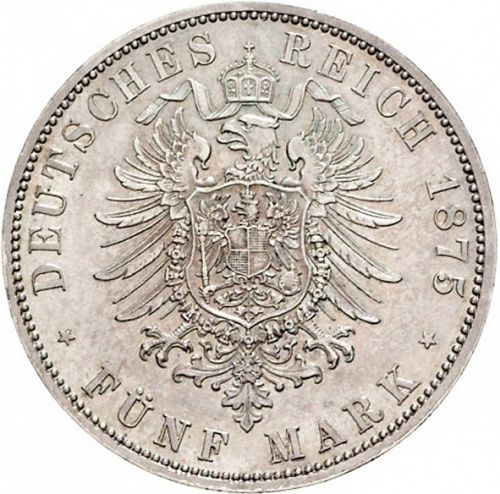 5 Mark Reverse Image minted in GERMANY in 1875A (1871-18 - Empire PRUSSIA)  - The Coin Database