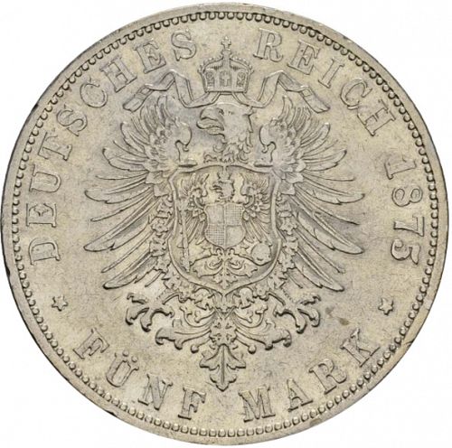 5 Mark Reverse Image minted in GERMANY in 1875F (1871-18 - Empire WURTTEMBERG)  - The Coin Database