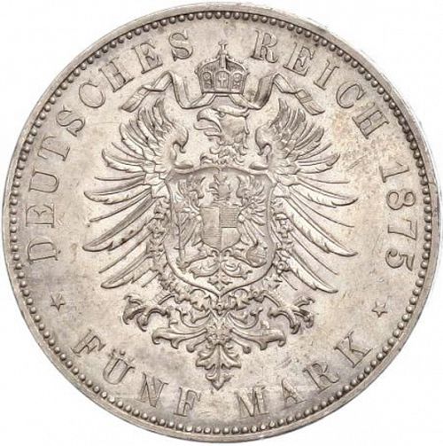 5 Mark Reverse Image minted in GERMANY in 1875H (1871-18 - Empire HESSE-DARMSTATDT)  - The Coin Database